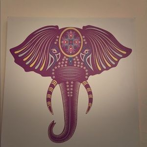 Red, yellow and blue elephant canvas